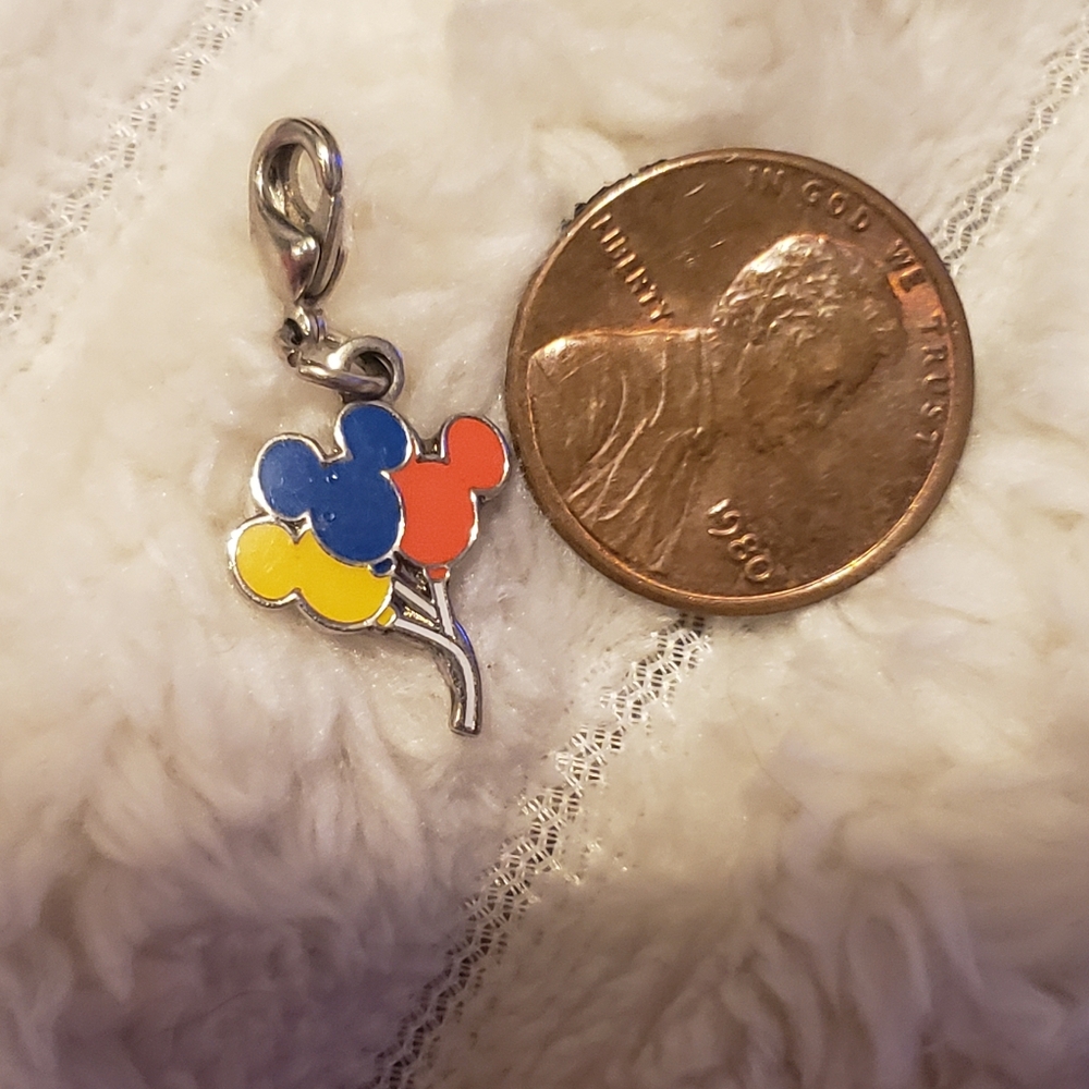 2/$39 Disney Vintage Genuine Silver Orange Mickey Mouse Balloon Charm Deadstock - Picture 3 of 7